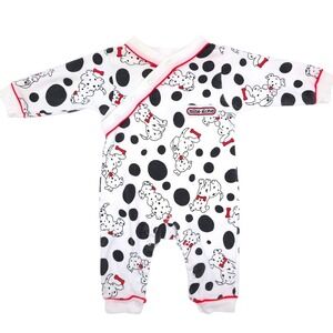 Vintage Mine Alone Dalmatian Romper Kids White Black Polka Dot Snap 6M
